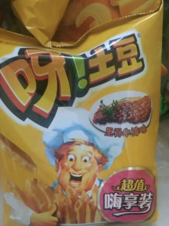 好丽友（orion）零食休闲零食薯条膨化食品呀!土豆里脊牛排味70g/袋