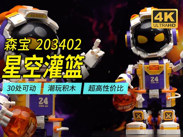 国产积木真是又潮又卷！高性价比的森宝星空灌篮套装还要做30处可动，还有大量印刷件，套装编号203402【4K】