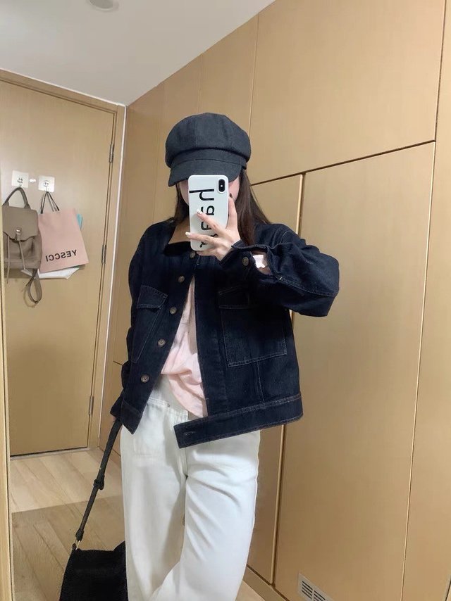 solighter 法式复古拼接牛仔外套