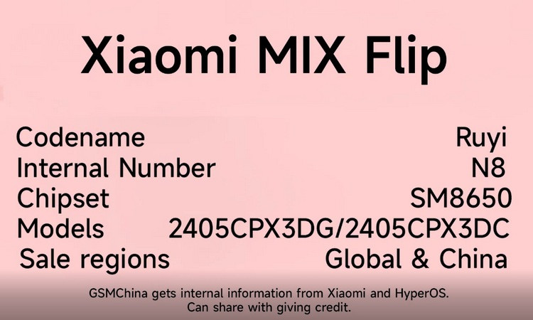 网传丨小米 Mix Flip 代号“如意”，搭载骁龙 8 Gen 3、5000万主摄+长焦、相对轻薄、大电池