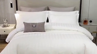 源生活 白色酒店缎条被套单件 60支全棉单人纯色纯棉被罩