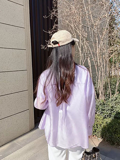 春天出街正好，森马紫色长袖衬衫