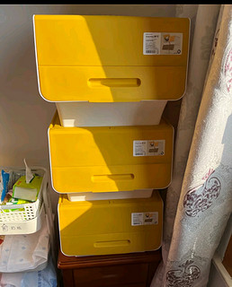 茶花塑料衣物收纳箱棉被整理箱34L 黄色 3个装