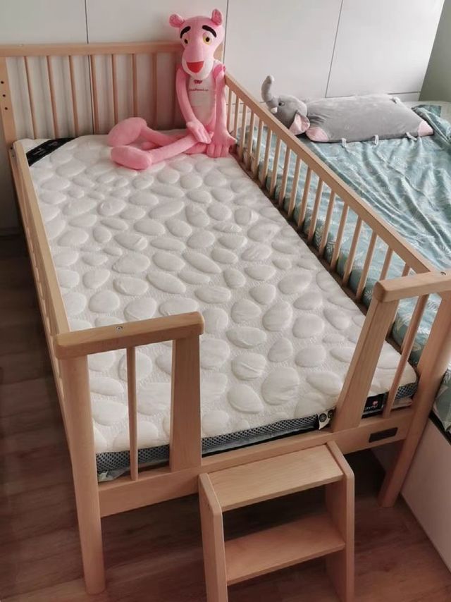 丹麦thanksbaby榉木儿童床实木婴儿床宝宝加宽拼接大床0-14岁可用
