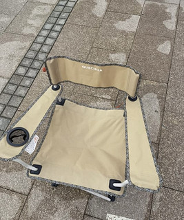 迪卡侬（DECATHLON）户外折叠椅子凳便携露营凳钓鱼椅随身靠背椅ODCF 离地41cm卡其色(承重110公斤）