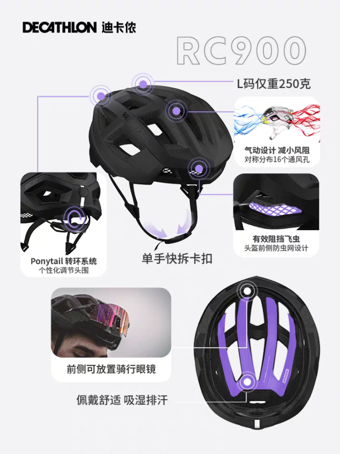 迪卡侬骑行头盔