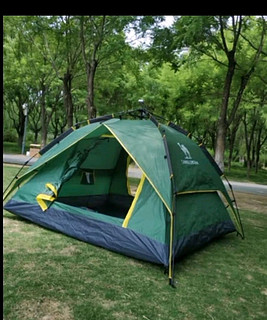 骆驼帐篷户外3-4人全自动帐篷速开防雨野营露营帐篷 A0W3SF130 军绿