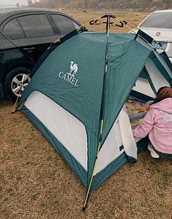 骆驼帐篷户外3-4人全自动帐篷速开防雨野营露营帐篷 A0W3SF130 军绿