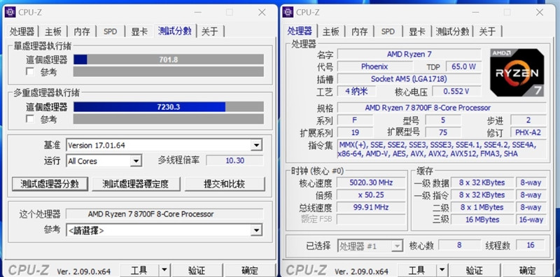 AMD 锐龙 7 8700F 评测：游戏、AI 全方位战胜 i5-14400F