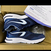 迪卡侬运动鞋男透气跑步鞋轻便减震网面休闲鞋子RUNS2945198深蓝色42码