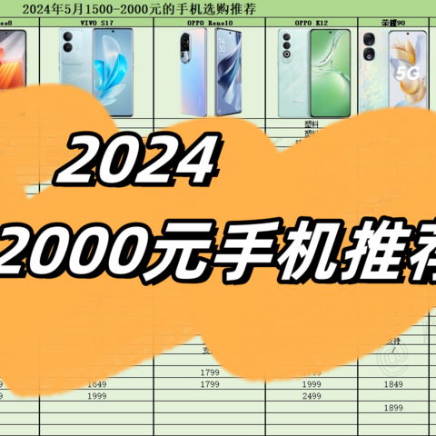 2024年1500元-2000元价位段高性价比手机推荐，低预算手机选购！