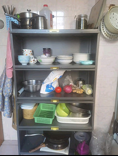 家惠优选厨房置物架落地多层防尘餐边柜碗柜微波炉烤箱收纳橱柜子三层长60