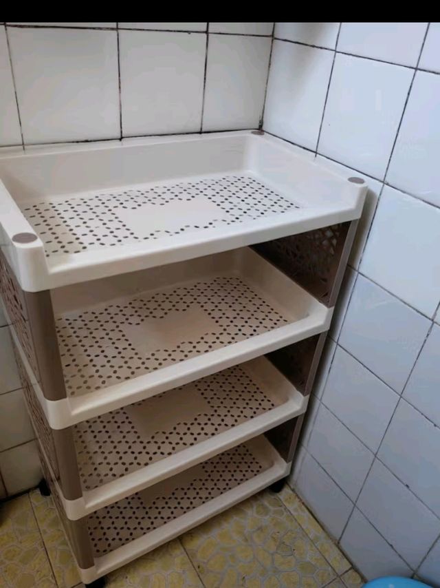 坤奉厨房置物架家用收纳储物落地多层用品大全小推车可移动蔬菜篮架子 四层白色【全钢加厚款】