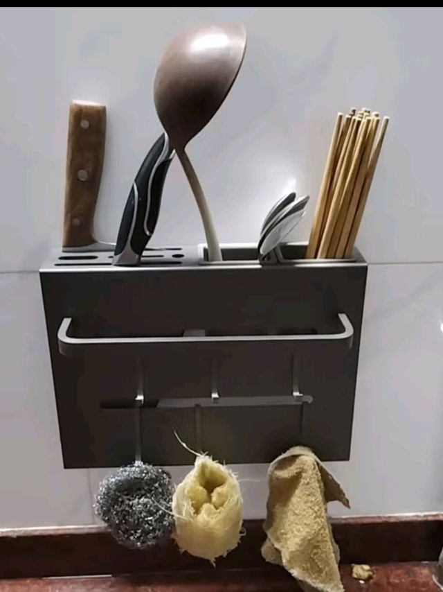 一卫（yweel）厨房刀架置物架免打孔筷子筒菜刀砧板壁挂式菜板一体刀具收
