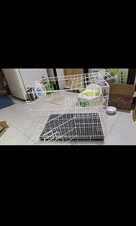 汤琪（TANGQI）猫笼子大号家用猫别墅猫屋猫舍猫窝双层带托盘折叠宠物铁笼子猫 白色 68*49*58cm