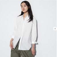衣服类 篇三十二：一款现在可以穿的优衣库女款衬衫——海盐系优质长绒棉衬衫