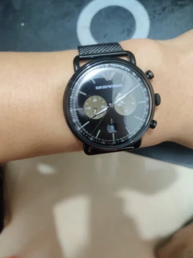 安普里奥阿玛尼（Emporio Armani）手表男多功能三眼计时商务欧美表石英送男友生日礼物AR11142