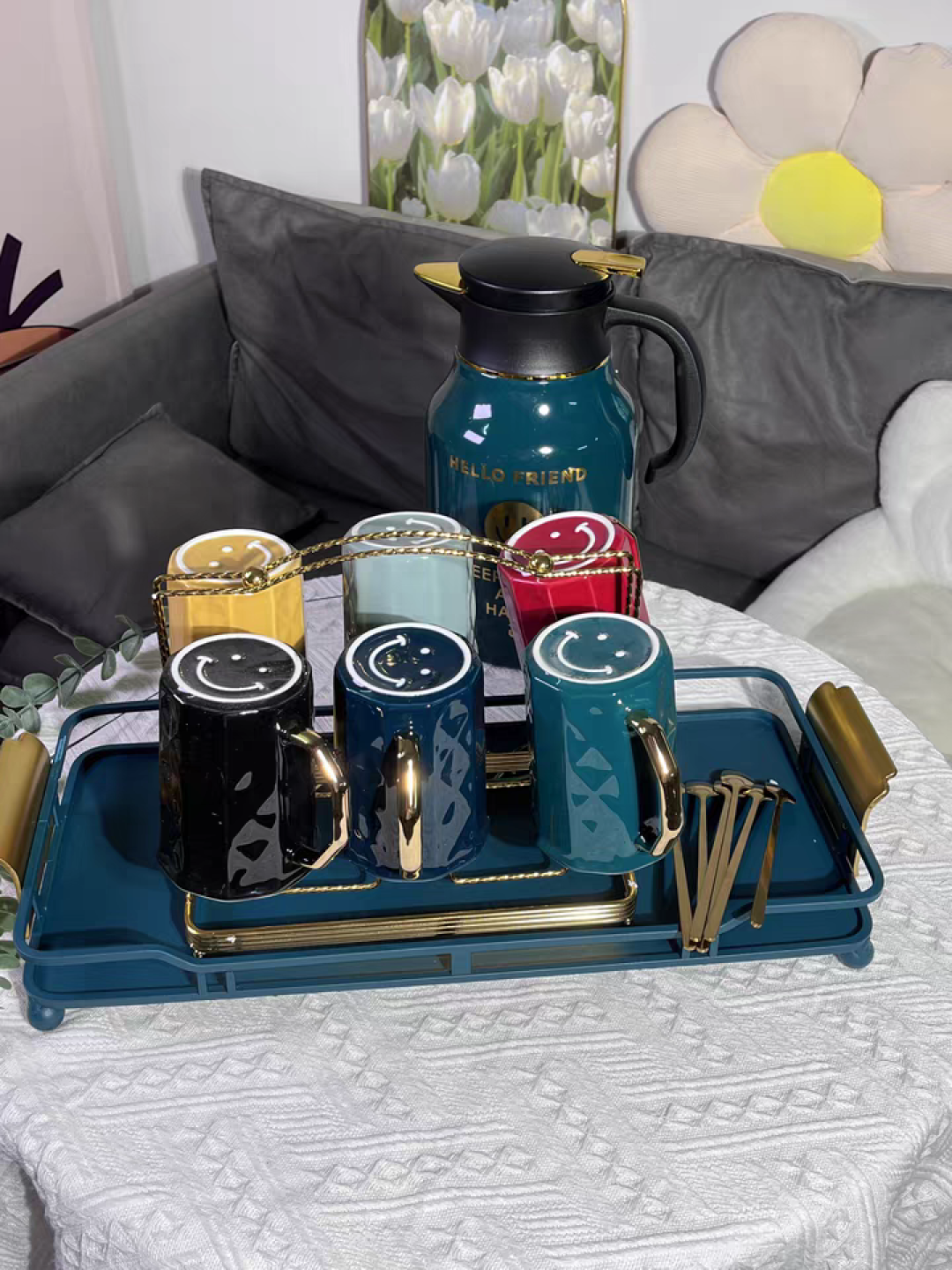 启派高档杯子水壶水杯套装轻奢家用客厅待客喝水水具茶杯茶具整套