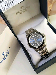 罗西尼（ROSSINI）手表男520情人节礼物自动机械表蓝盘钢带运动手表夜光 5679