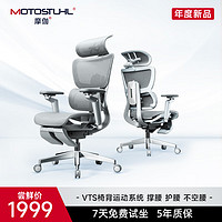 摩伽S3Plus人体工学椅办公椅电脑椅家用舒适久坐护腰椅子工程学椅极客版-6D扶手-带腿托-灰色网布