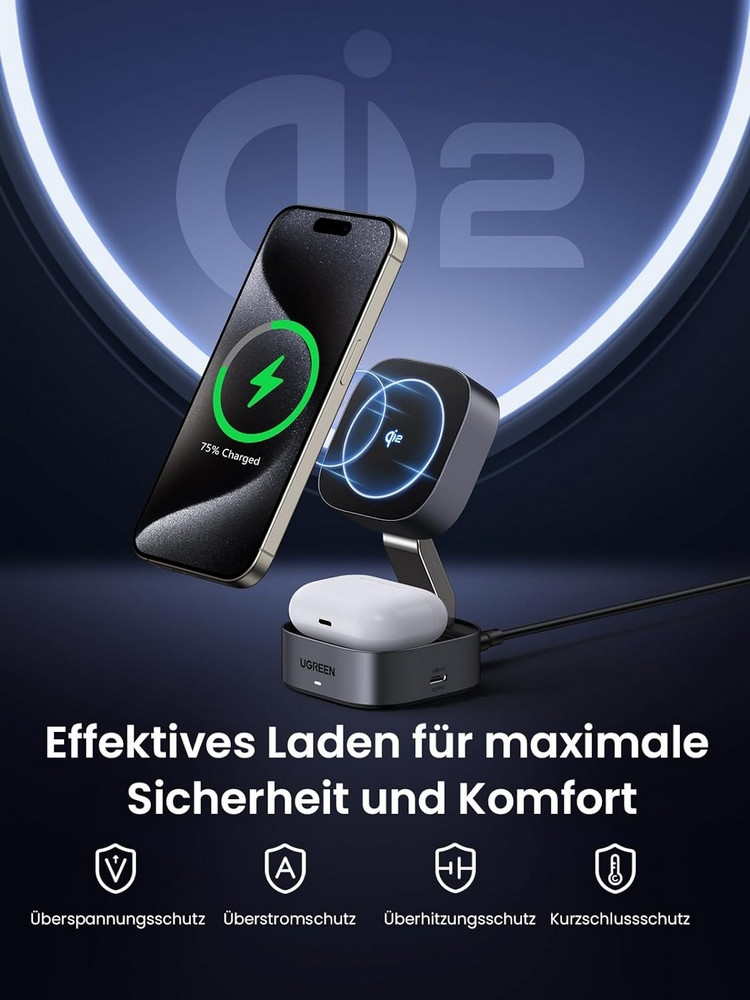 绿联发布可折叠二合一充电底座，支持 iPhone 无线充电，可选 Qi 2 版本