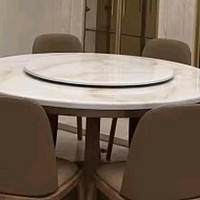 采薇【现货速发】大理石餐桌家用餐桌椅组合实木大圆桌现代简约岩板桌 1.35米单餐桌(带转盘)