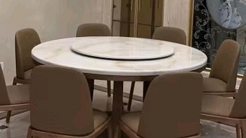 采薇【现货速发】大理石餐桌家用餐桌椅组合实木大圆桌现代简约岩板桌 1.35米单餐桌(带转盘)