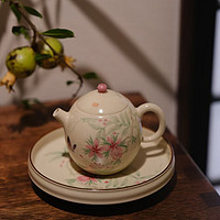 景德镇拙溪手绘桃花泡茶壶，精致美丽的器物呀！