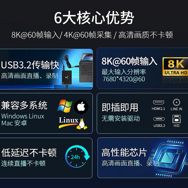 天创恒达TC-UB700 HDMI 8K USB采集卡：专业级视频采集新选择