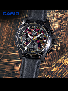 卡西欧（CASIO）手表男士EDIFICE三眼商务休闲石英日腕表