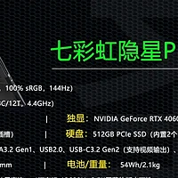 4999元的RTX 4060游戏本 七彩虹隐星P15性价比爆燃