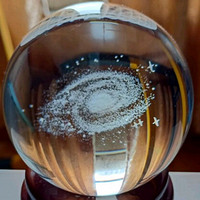 萨罗混沌摆牛顿摆球永动摆件3D内雕水晶球摆件蒲公英银河系十二生肖球 