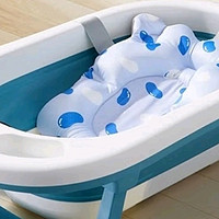 十月结晶婴儿洗澡盆新生儿大号可折叠宝宝浴盆格洛里蓝浴盆浴网浴垫3件套