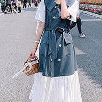 蓝色风情，显瘦百搭，韩版衬衫裙炸街新选择！