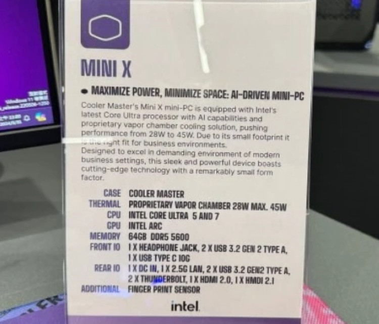 电脑展丨酷冷至尊发布 Mini-X 迷你主机，酷睿 Ultra H 处理器、指纹识别登陆