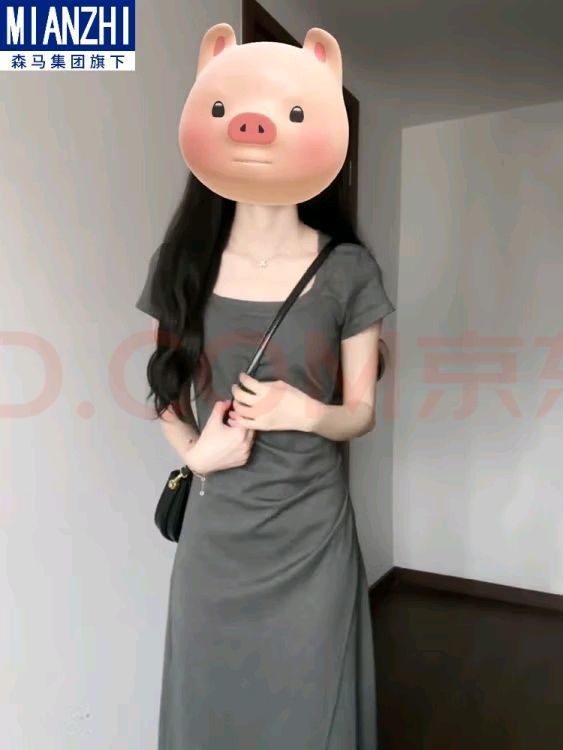 618购后晒！棉致森马集团小个子茶歇法式方领连衣裙女夏季新款梨形甜妹穿搭长裙子 