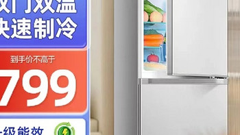 荣事达202升双开门小冰箱：家用大容量，节能省电，租房宿舍的理想选择！