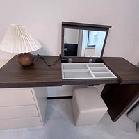 实木梳妆台卧室简约现代化妆桌镜柜斗柜翻盖一体桌可