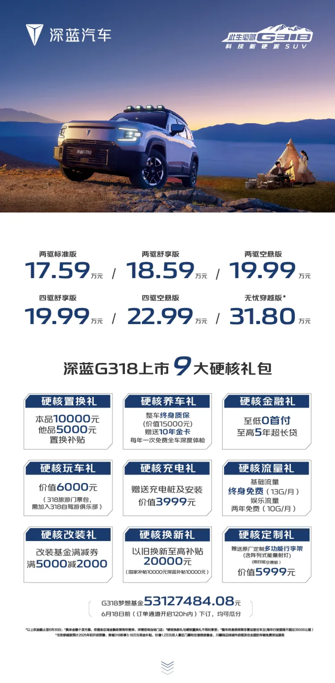 深蓝G318正式上市,售17.59-31.80万元