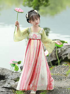 中国风古装超仙襦裙连衣裙短袖古风唐装女童夏款