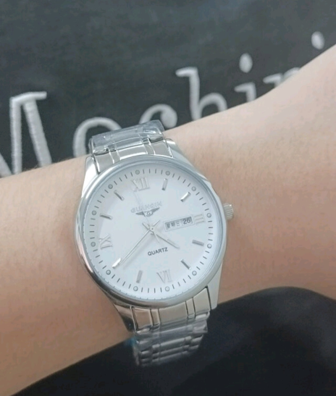 冠琴(guanqin)名牌手表男士商务时尚双日历石英休闲防水男表潮流防水