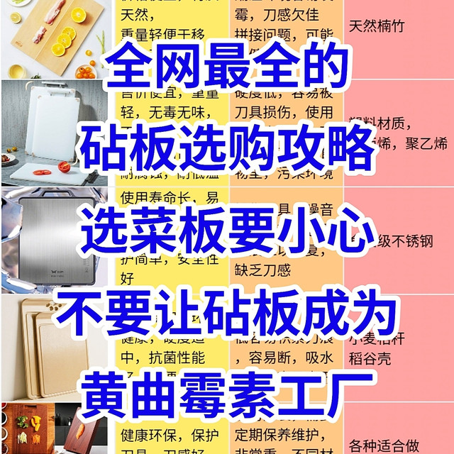 砧板天梯表，砧板选购攻略，选菜板一定要小心，菜板选购攻略