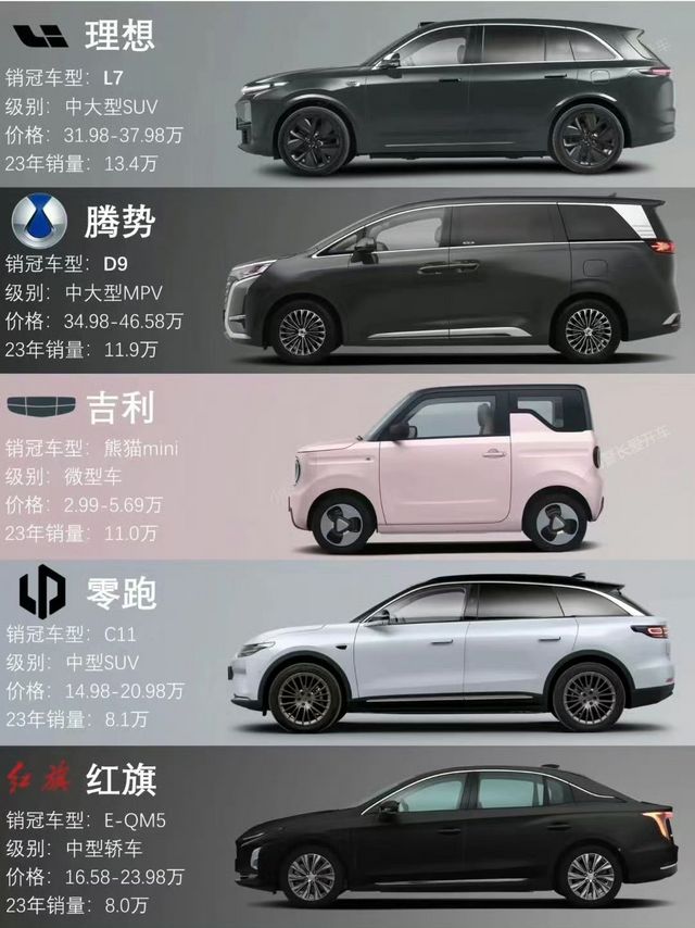 2023年新能源汽车主要玩家品牌销冠车型一览#汽车# ​