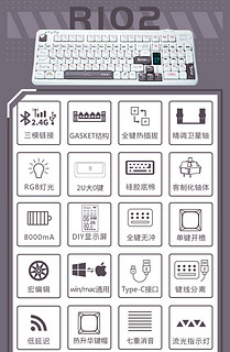 雷咖泽R102，无线三模机械键盘！