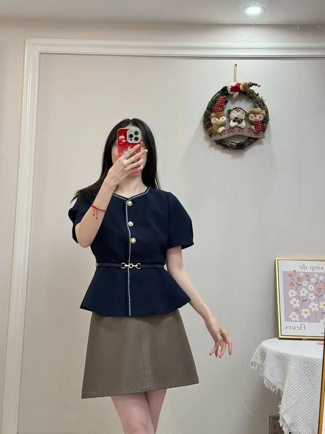 优雅学院风短袖衬衫