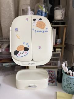 台式桌面化妆镜带灯led家用梳妆台补光学生宿舍高级感折叠镜子