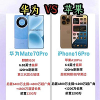 华为Mate70 Pro对比iPhone16 Pro，你会买谁?