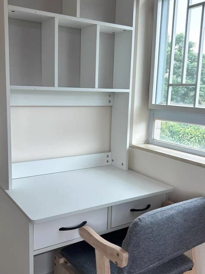 实木书桌书架卧室学习桌椅组合