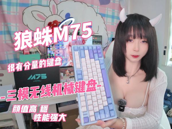 水水开箱【狼蛛M75 】三模机械键盘~分量感满满~颜值高~CNC铝坨坨！性能强大~