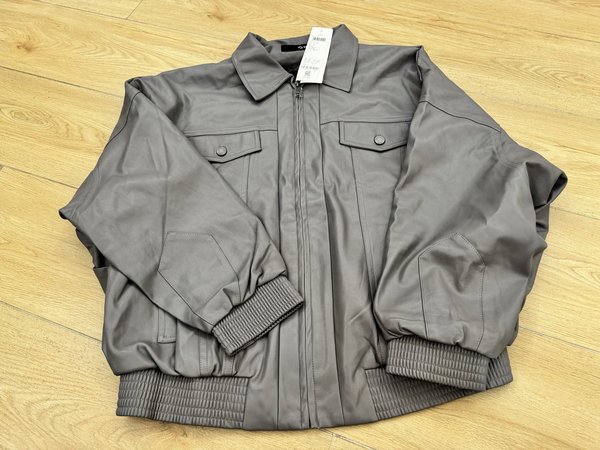 GXG灰色中阔皮夹克·性价比很高